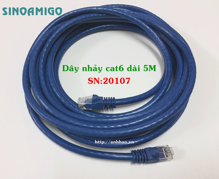 Dây nhảy cat6 dài 5M Sinoamigo SN-20107 (xanh)